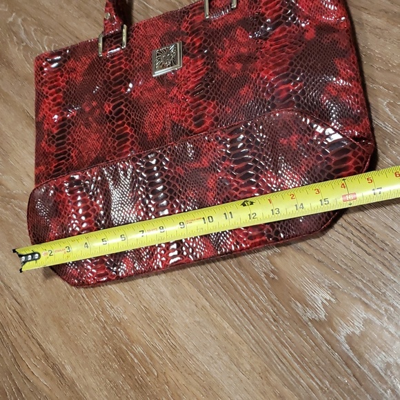 Anne Klein Reptile Textured Large Shoulder Bag / Tote Retro Soft Travel Storage - Picture 5 of 11